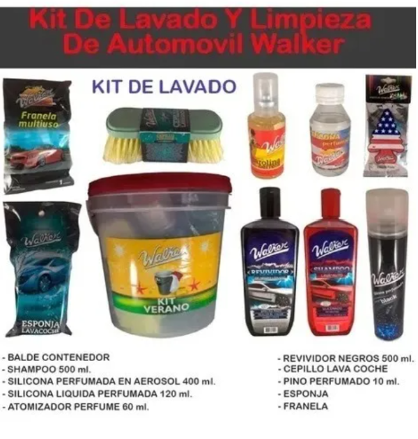 Kit De Lavado Y Limpieza Del Automovil Walker -10 Articulos - Imagen 2