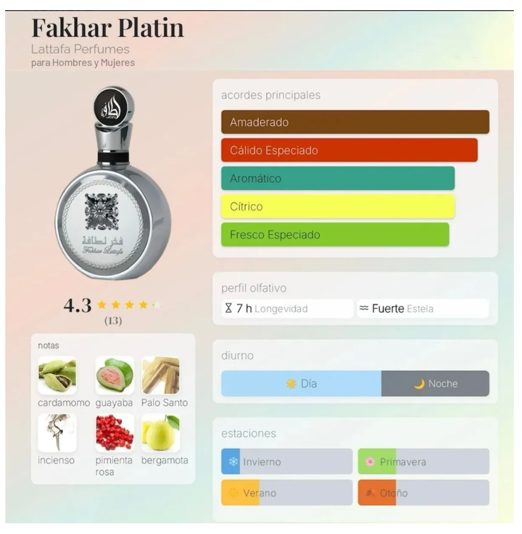Lattafa Fakhar Platin Edp X100ml Unisex - Imagen 2