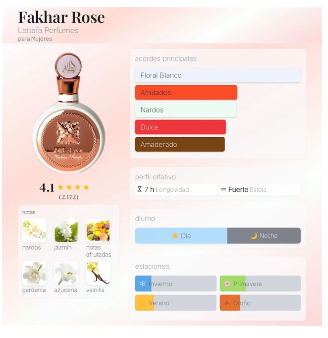 Lattafa Fakhar Rose X100 Ml Mujer Pour Femme - Imagen 2